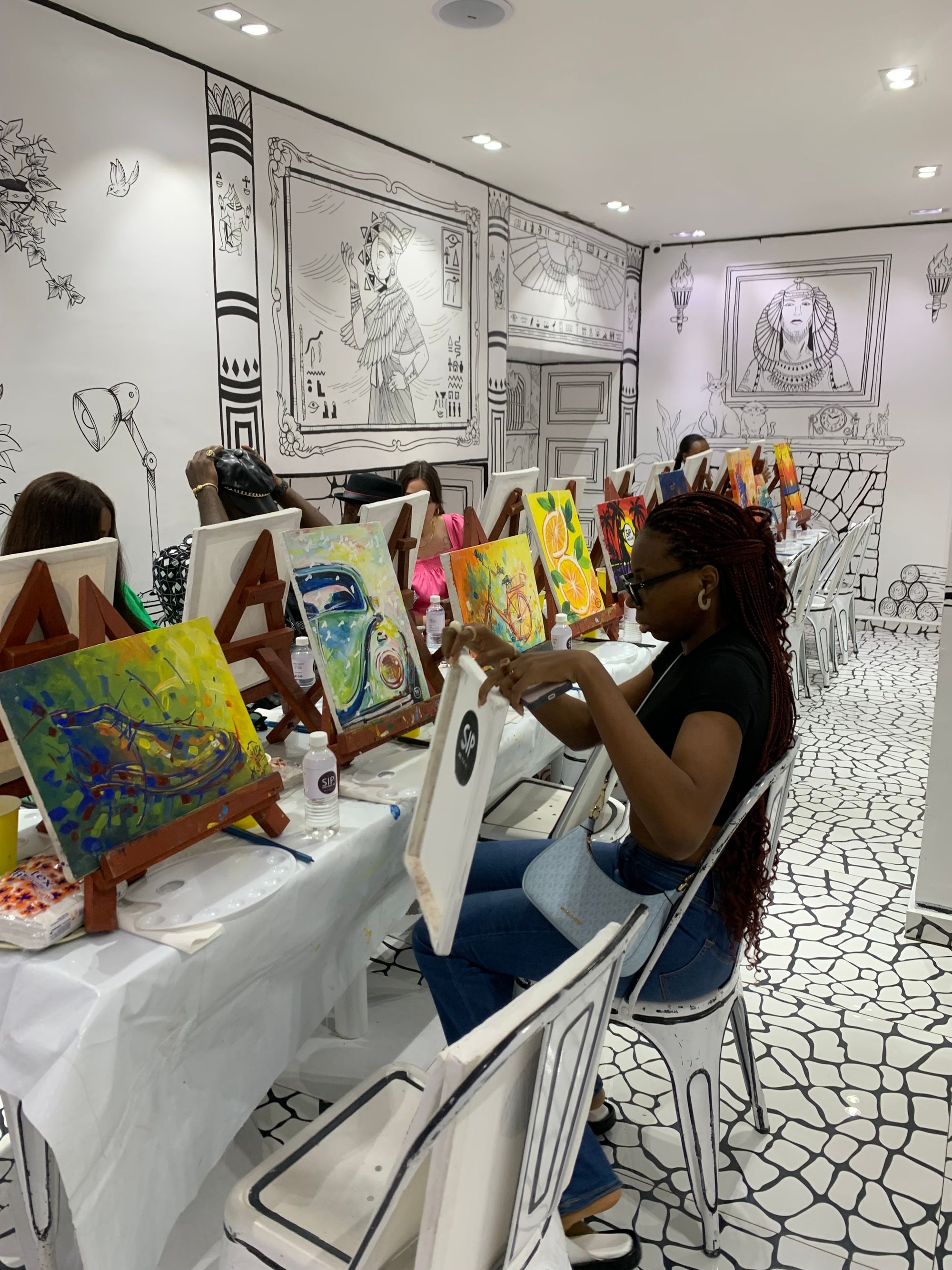 The setup for a sip and paint session with Sip and Paint NG